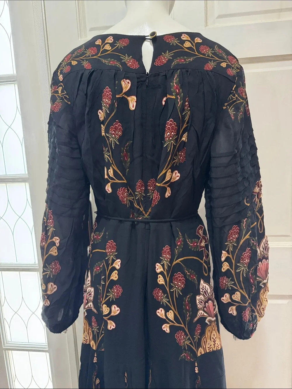 FARM Rio Berry Garden Black Maxi Floral Embroidery Long Sleeves Dress Sz XLarge - Picture 12 of 16
